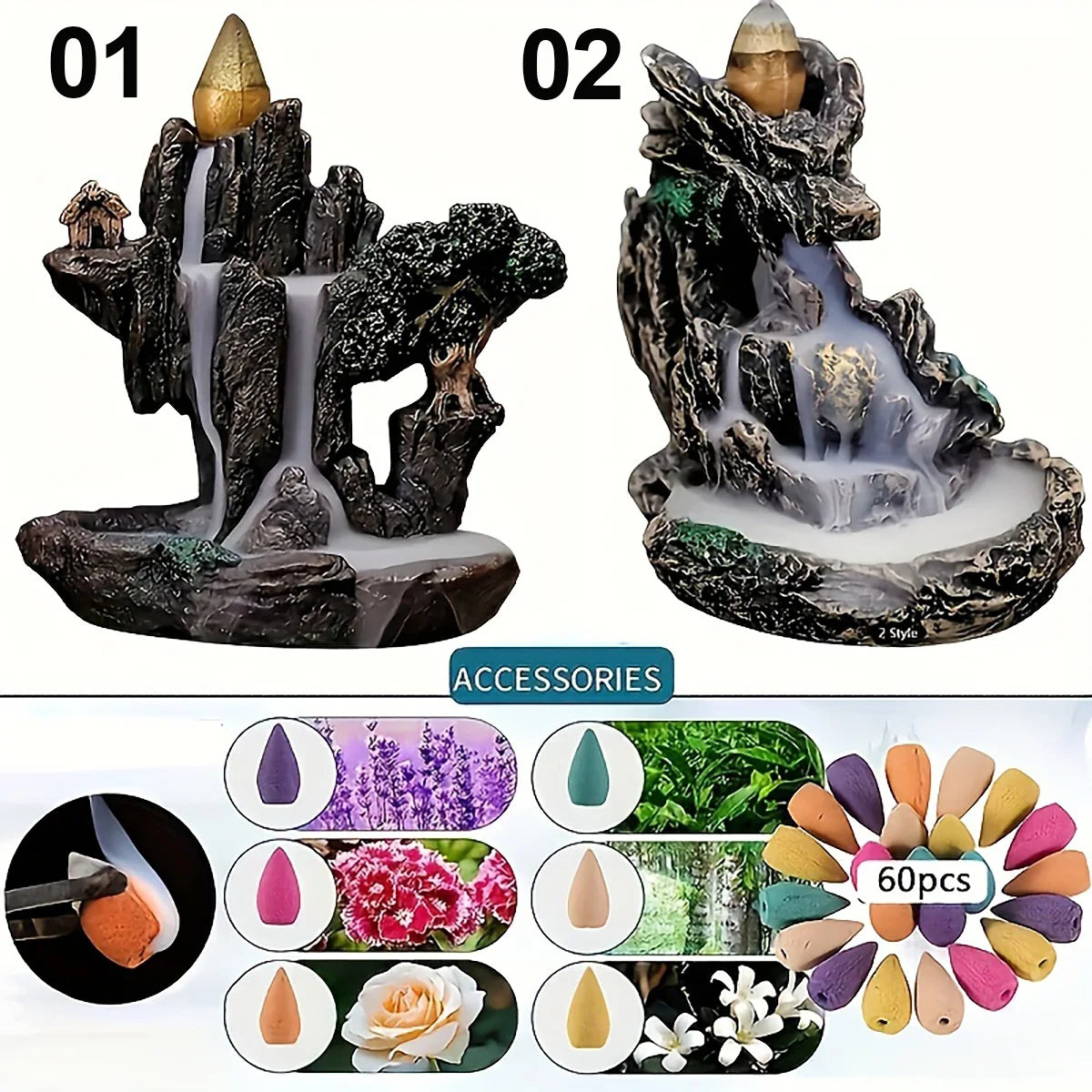 Backflow Incense Burner — Waterfall