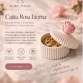 Joyero artesanal de cerámica con tapa en forma de rosa